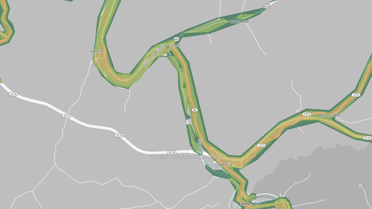 Dunleary, KY Map of Noise Levels in Dunleary