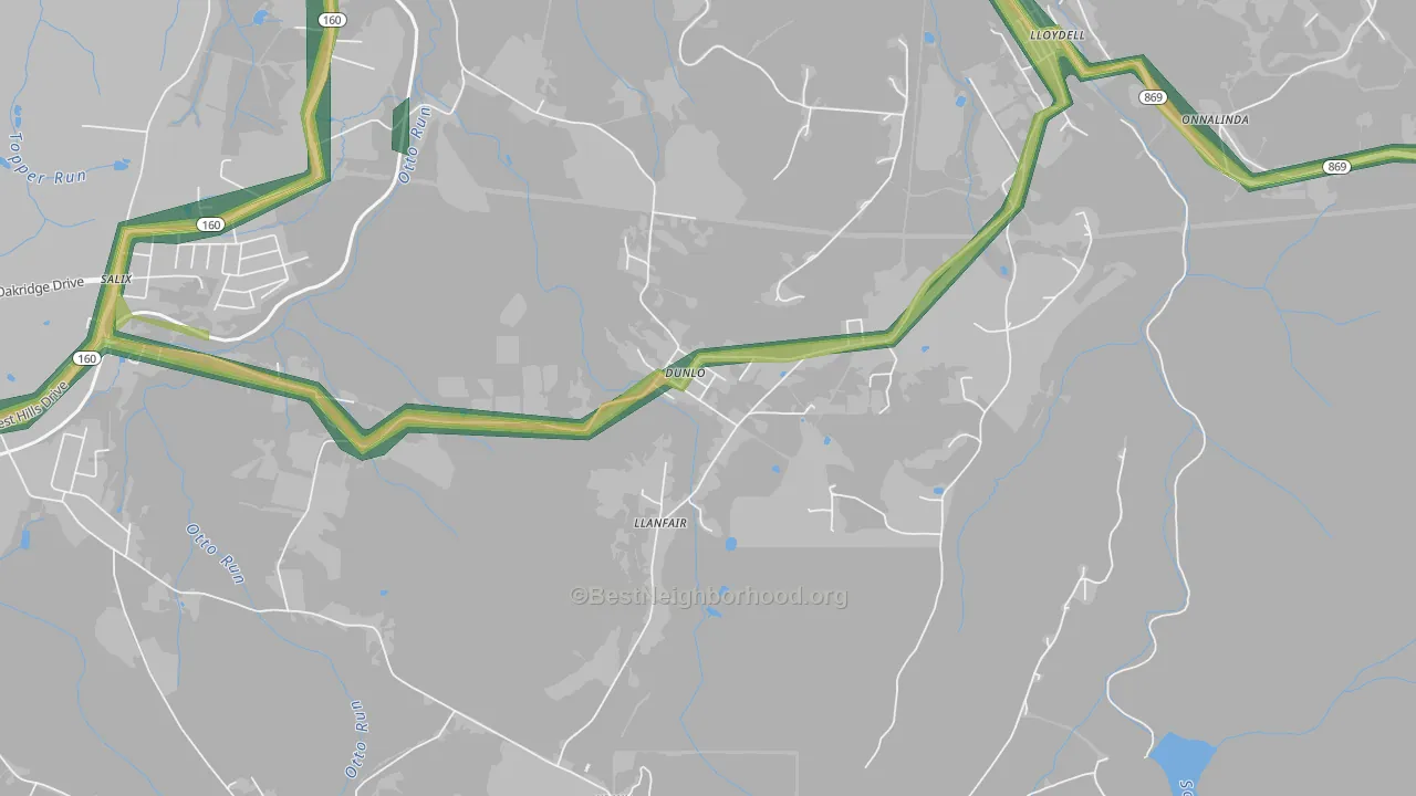 Dunlo, PA Map of Noise Levels in Dunlo