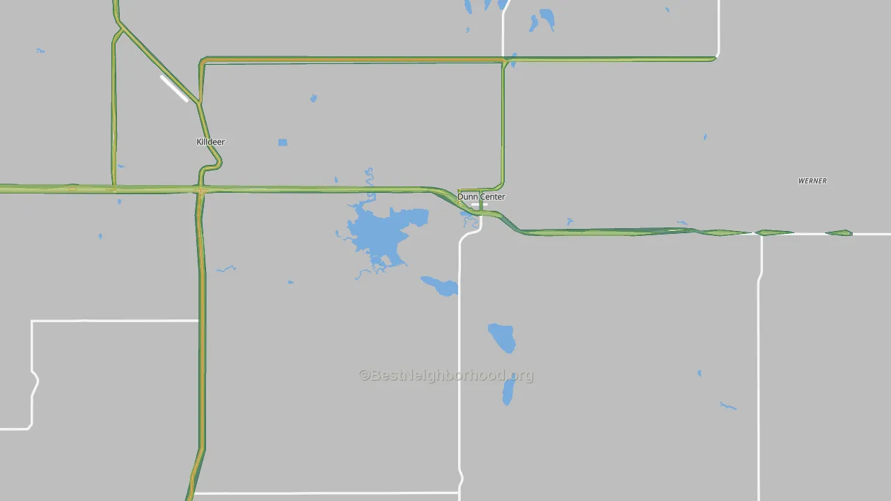 Dunn County, ND Map of Noise Levels in Dunn County