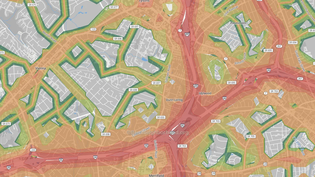 Dunn Loring, VA Map of Noise Levels in Dunn Loring