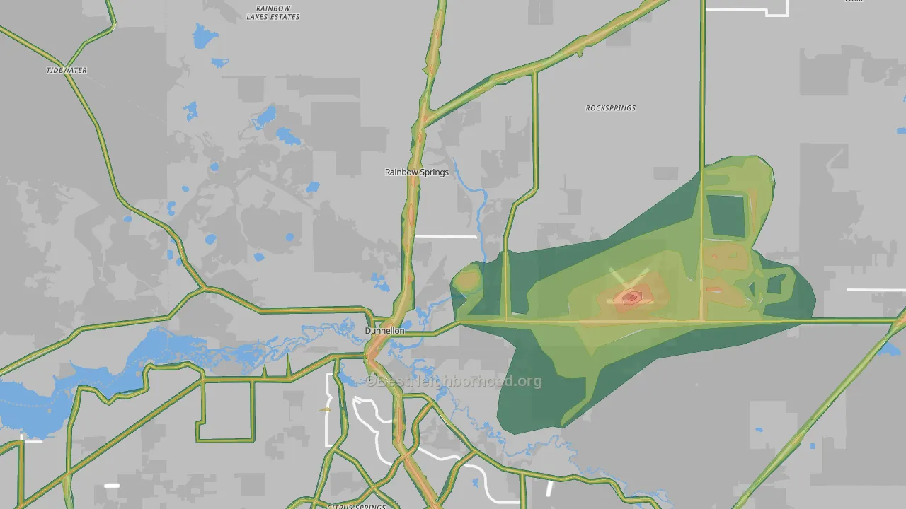 Dunnellon, FL Map of Noise Levels in Dunnellon