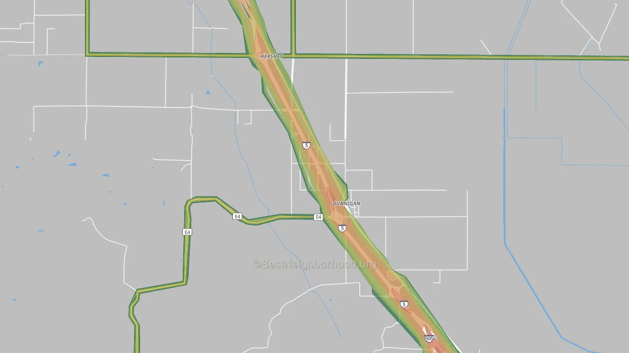 Dunnigan, CA Map of Noise Levels in Dunnigan