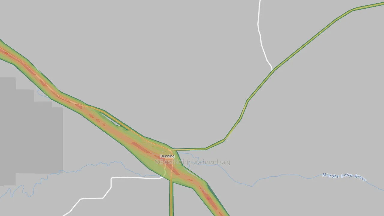 Dunning, NE Map of Noise Levels in Dunning