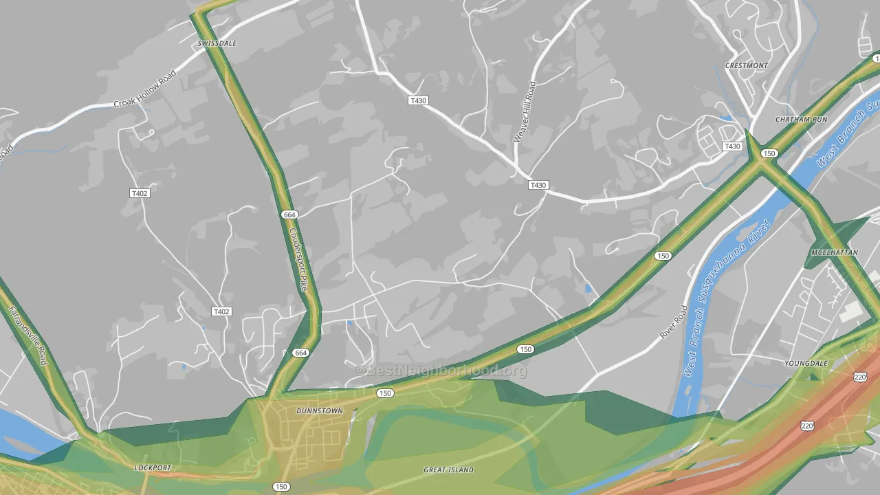 Dunnstown, PA Map of Noise Levels in Dunnstown