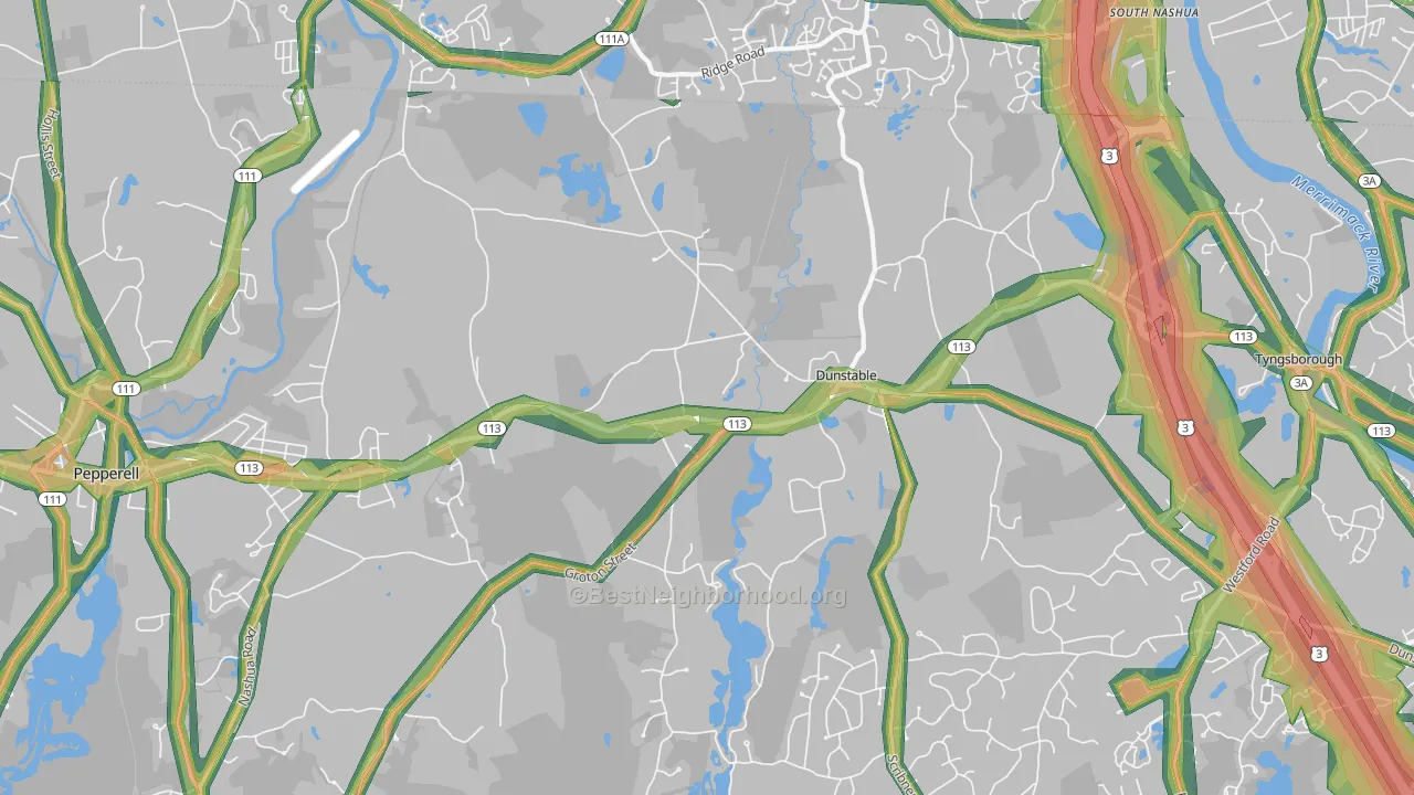 Dunstable, MA Map of Noise Levels in Dunstable