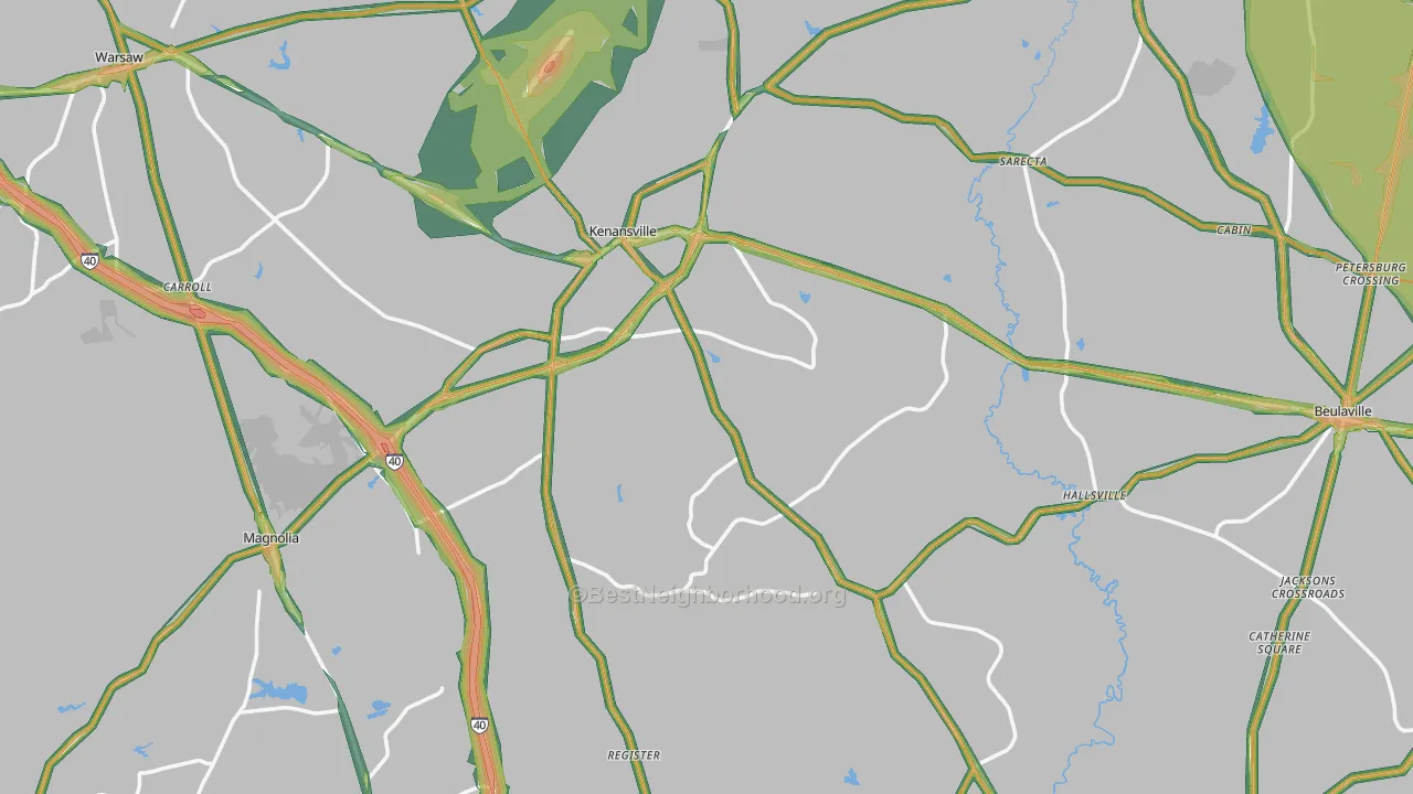 Duplin County, NC Map of Noise Levels in Duplin County