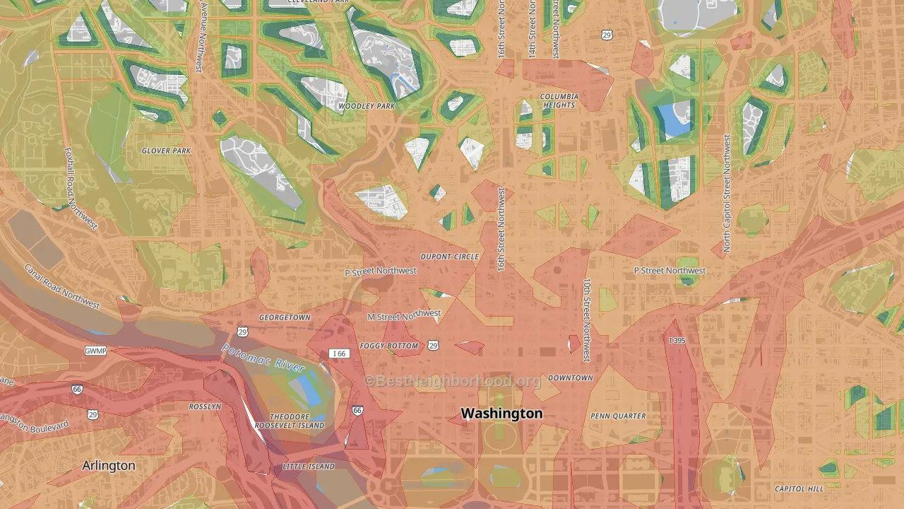 Dupont Circle, Washington, DC Map of Noise Levels in Dupont Circle