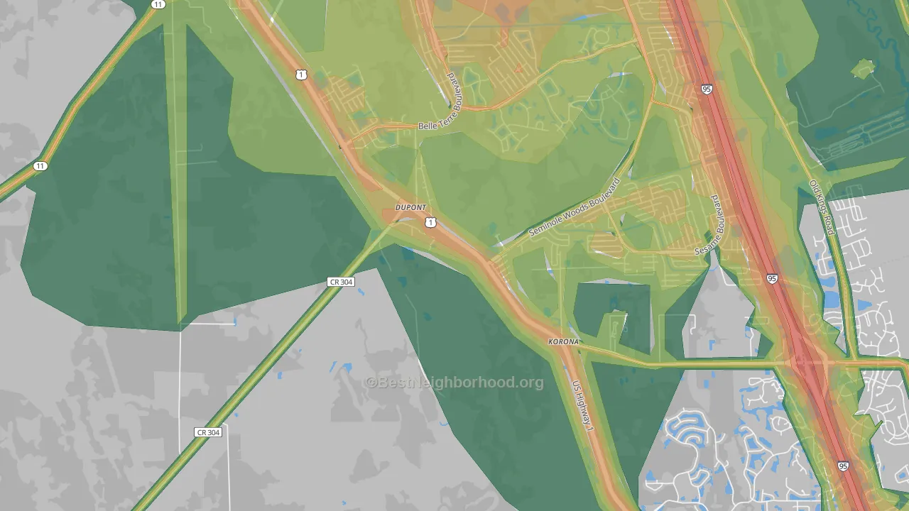 Dupont, FL Map of Noise Levels in Dupont