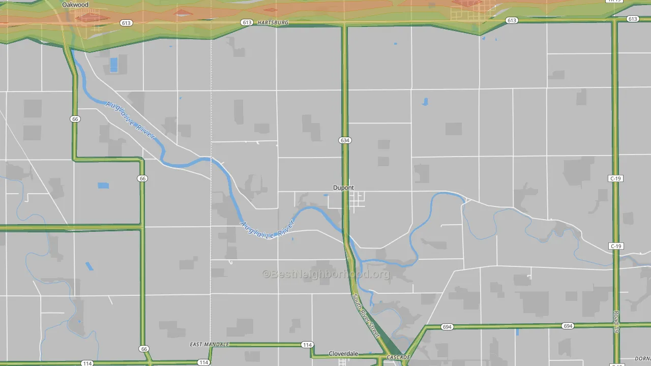Dupont, OH Map of Noise Levels in Dupont
