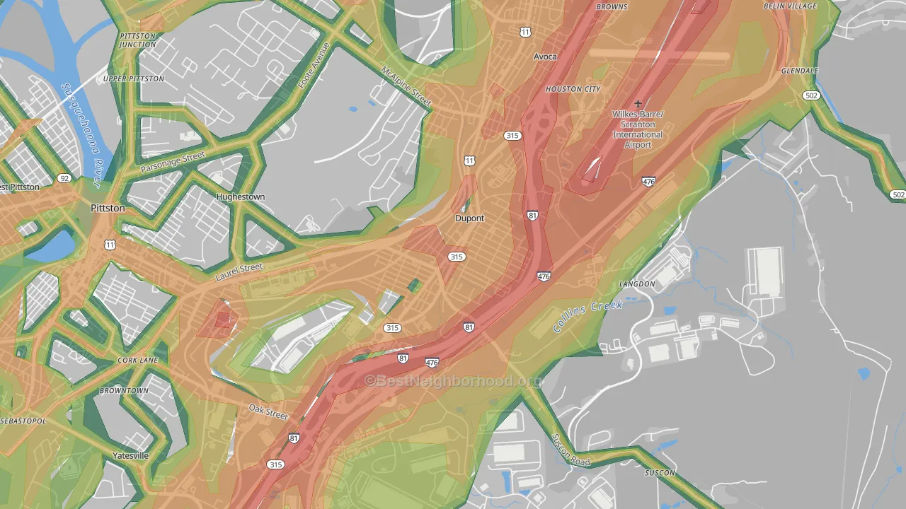 Dupont, PA Map of Noise Levels in Dupont