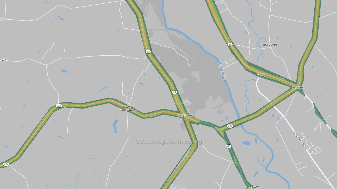 Dupree Crossroads, NC Map of Noise Levels in Dupree Crossroads