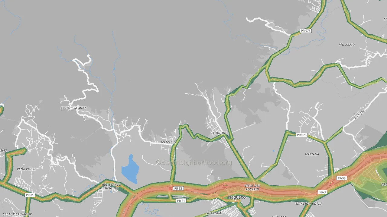 Duque, PR Map of Noise Levels in Duque