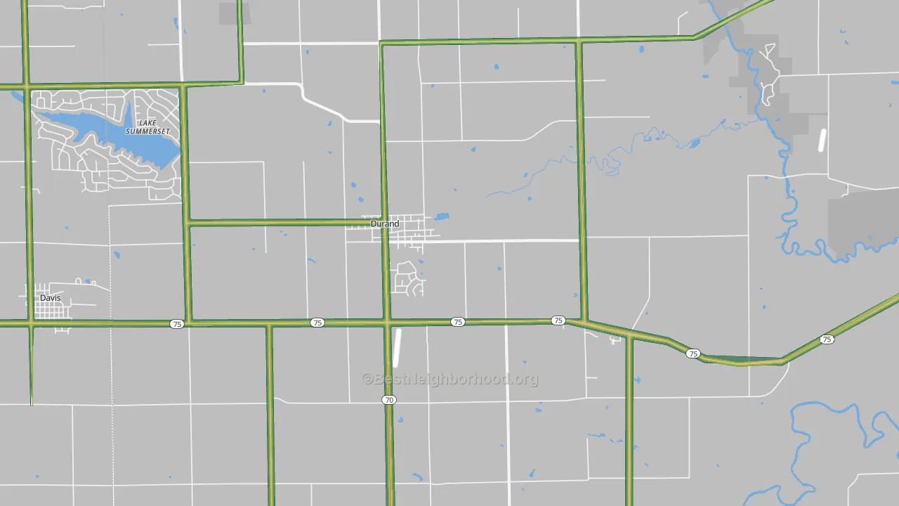 Durand, IL Map of Noise Levels in Durand