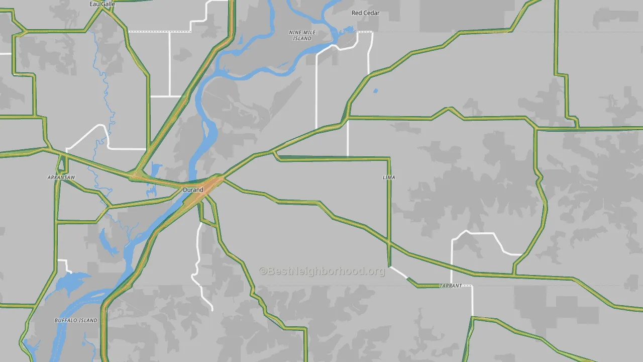 Durand, WI Map of Noise Levels in Durand