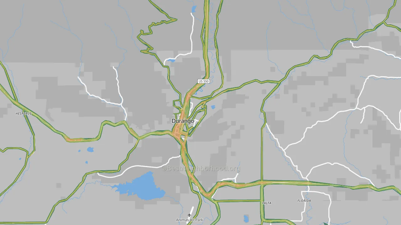 Durango, CO Map of Noise Levels in Durango