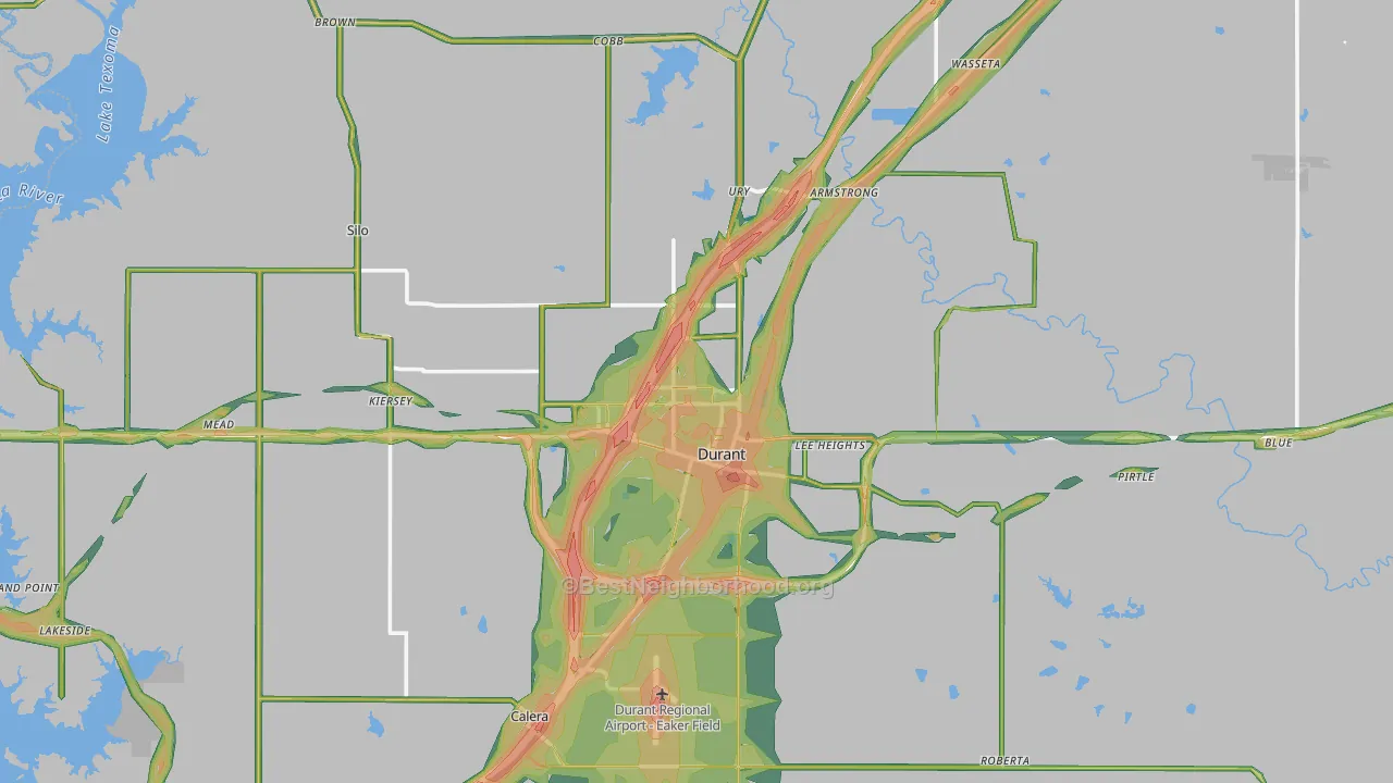 Durant, OK Map of Noise Levels in Durant