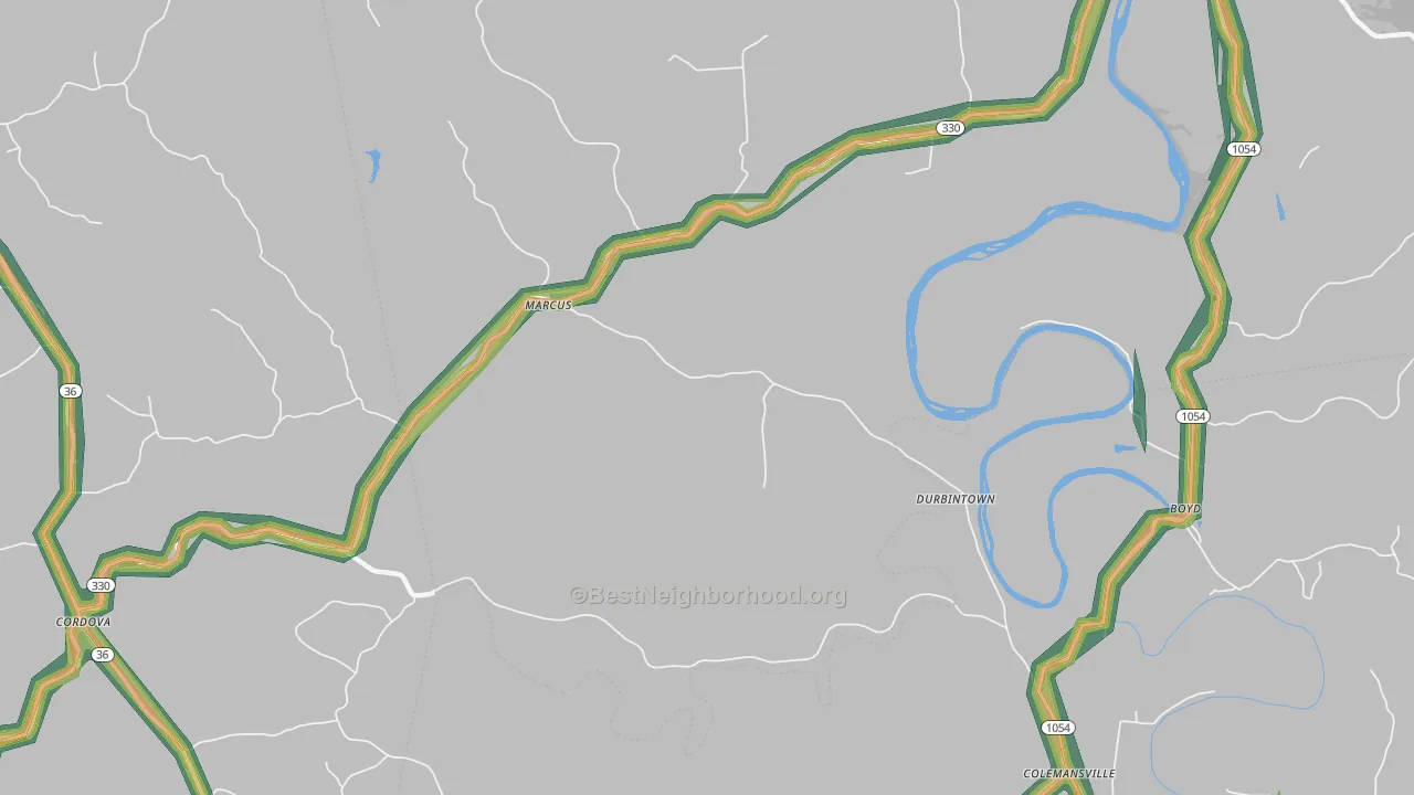 Durbintown, KY Map of Noise Levels in Durbintown