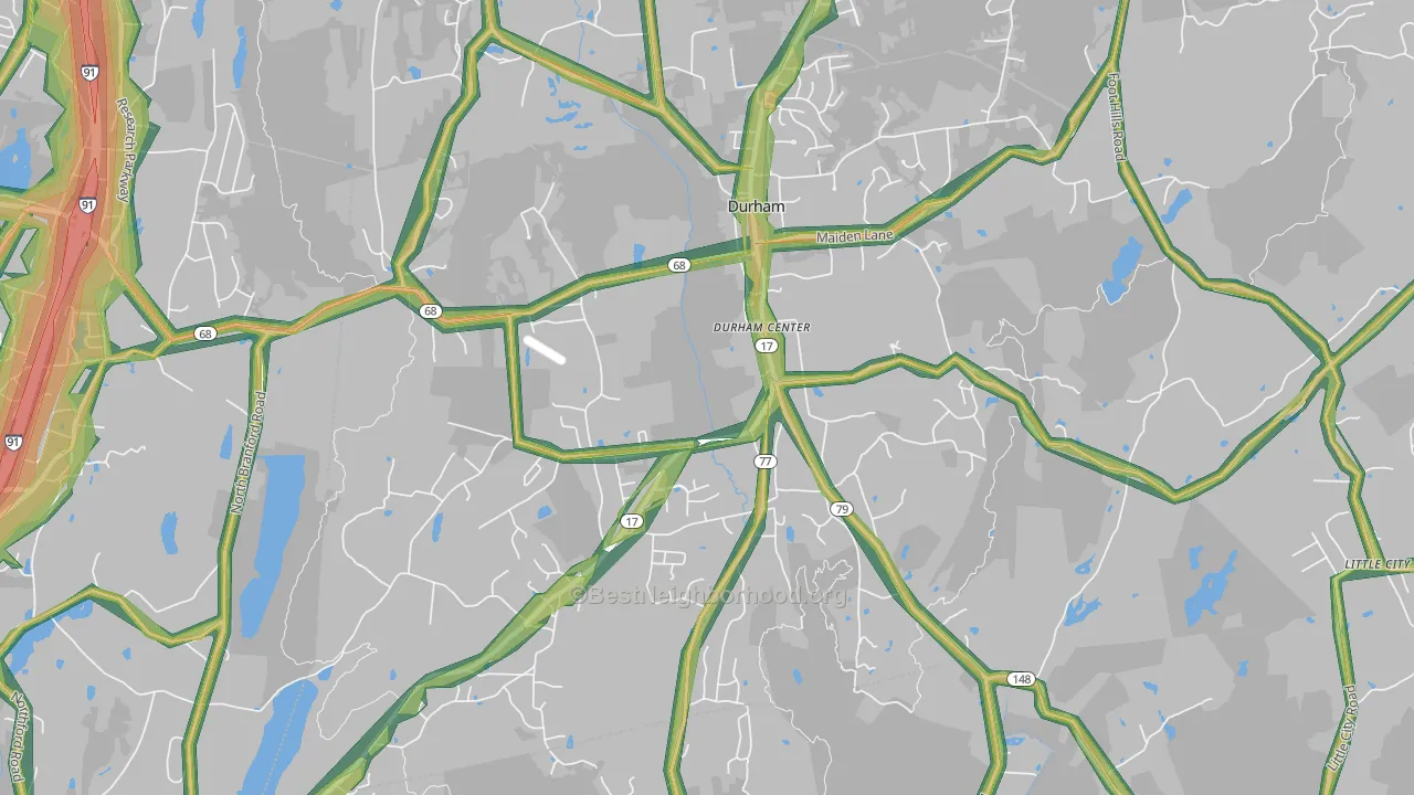 Durham, CT Map of Noise Levels in Durham
