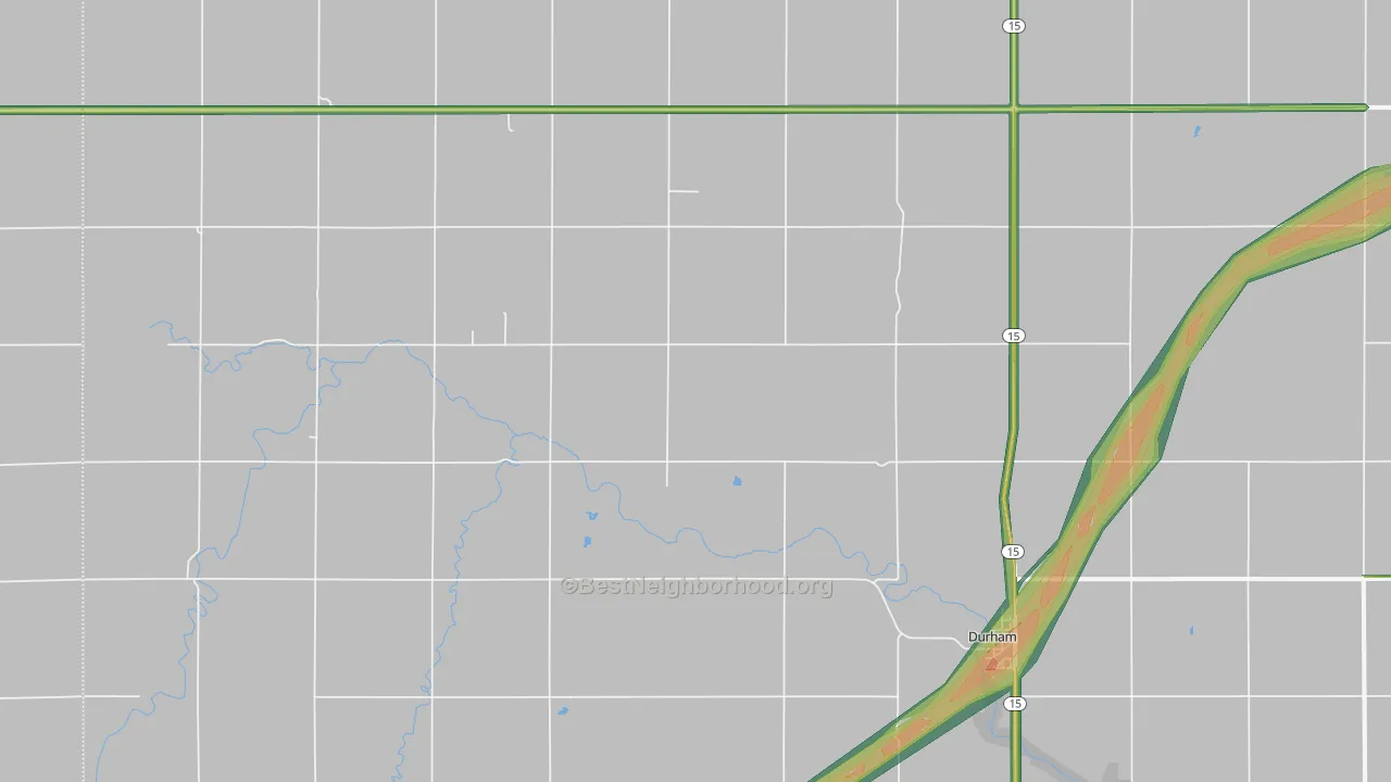 Durham, KS Map of Noise Levels in Durham