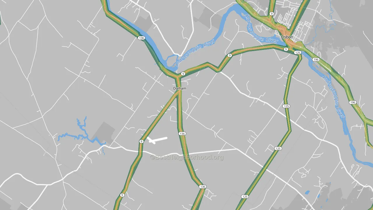 Durham, ME Map of Noise Levels in Durham