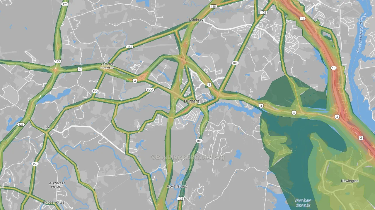 Durham, NH Map of Noise Levels in Durham