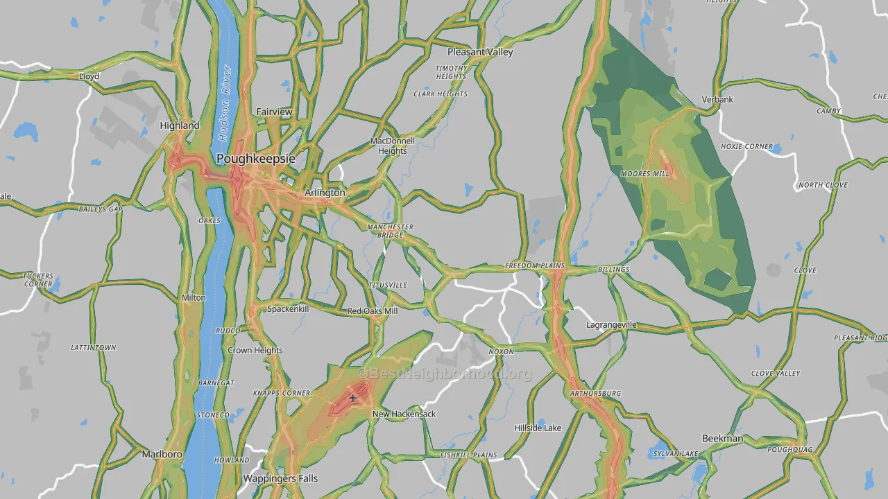 Dutchess County, NY Map of Noise Levels in Dutchess County