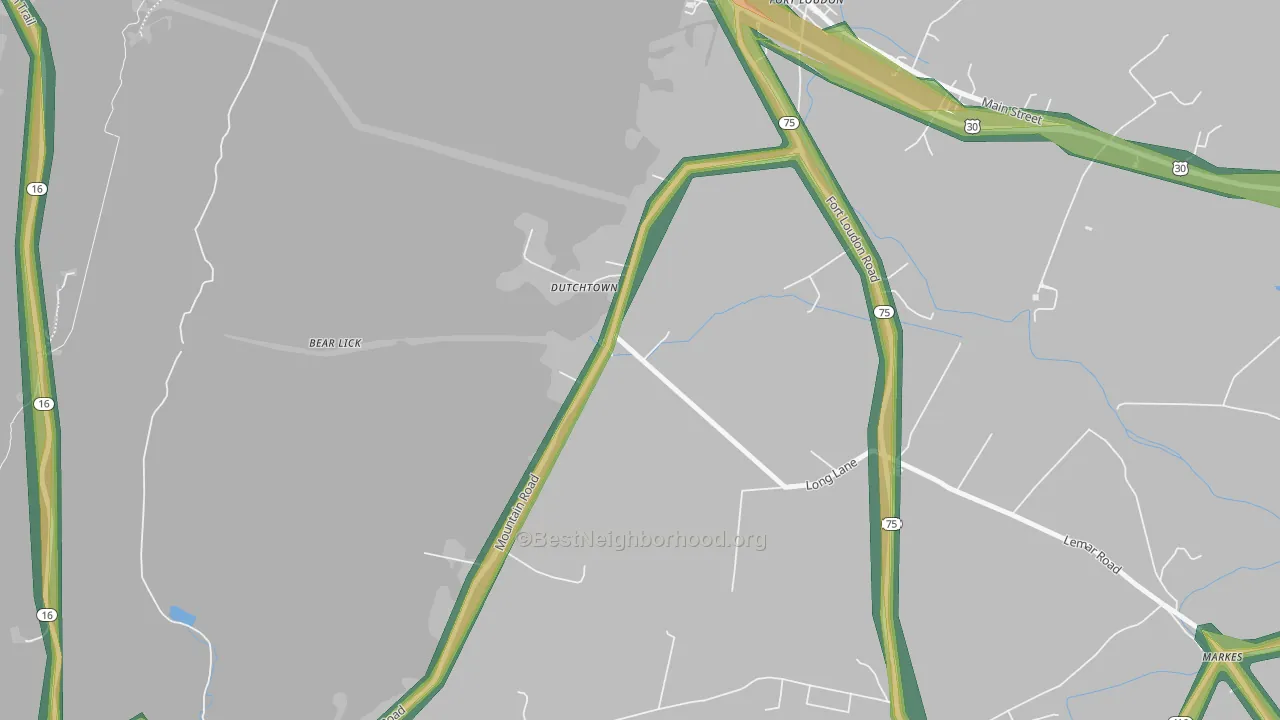 Dutchtown, PA Map of Noise Levels in Dutchtown