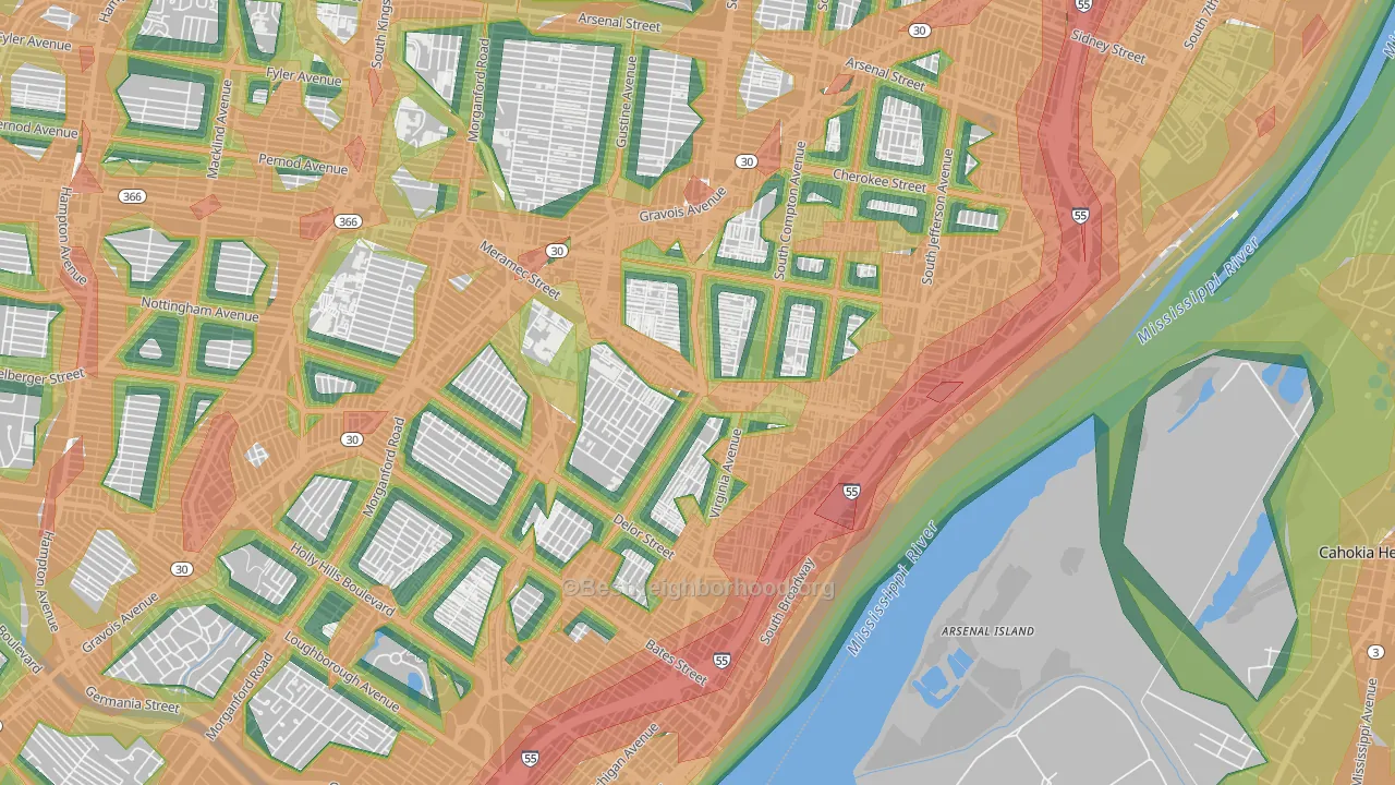 Dutchtown, St. Louis, MO Map of Noise Levels in Dutchtown