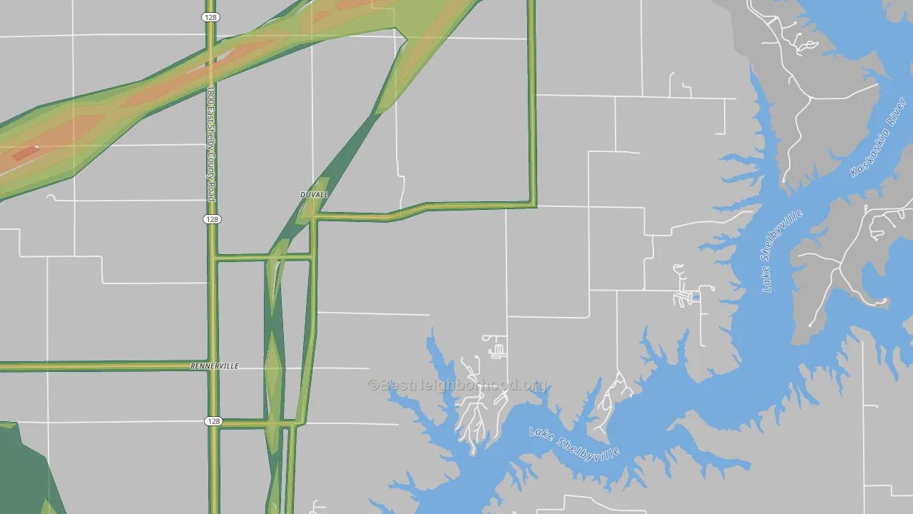 Duvall, IL Map of Noise Levels in Duvall