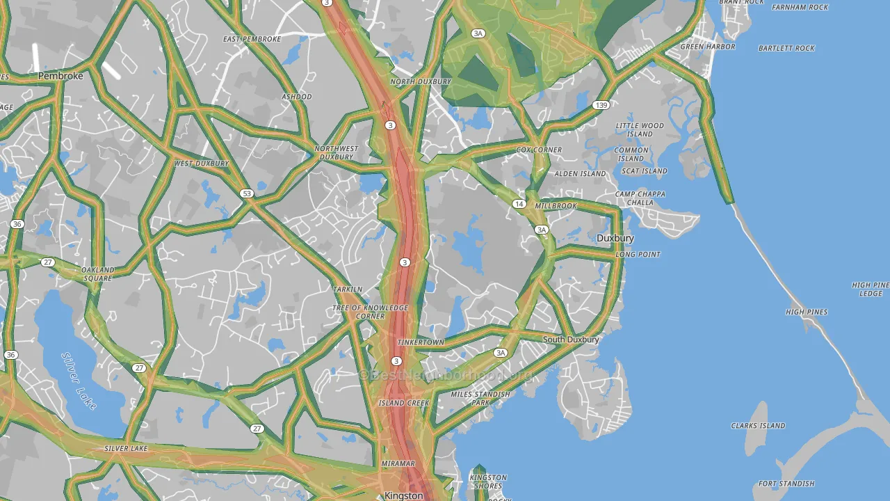 Duxbury, MA Map of Noise Levels in Duxbury