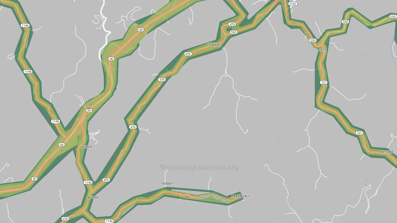 Dwarf, KY Map of Noise Levels in Dwarf