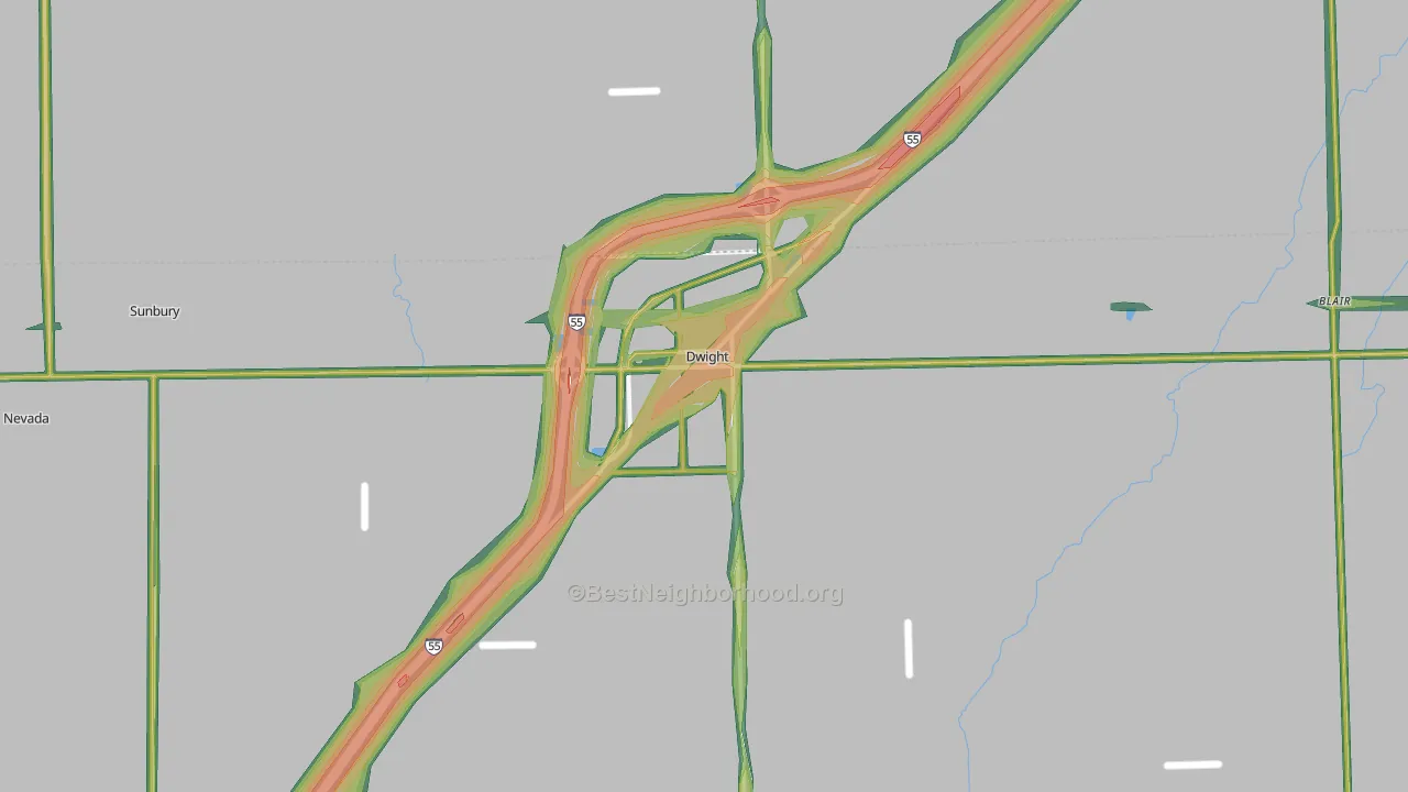 Dwight, IL Map of Noise Levels in Dwight