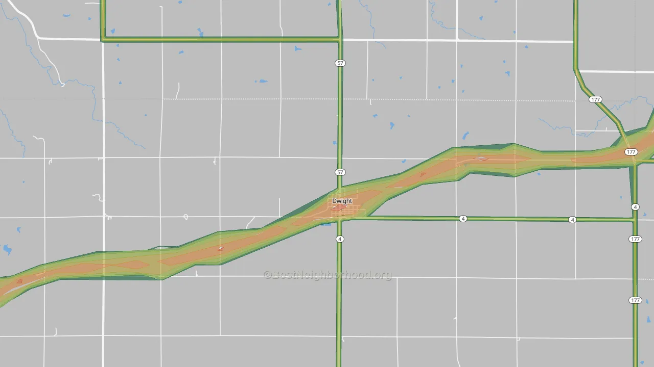 Dwight, KS Map of Noise Levels in Dwight