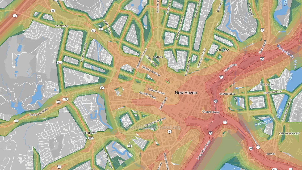 Dwight, New Haven, CT Map of Noise Levels in Dwight