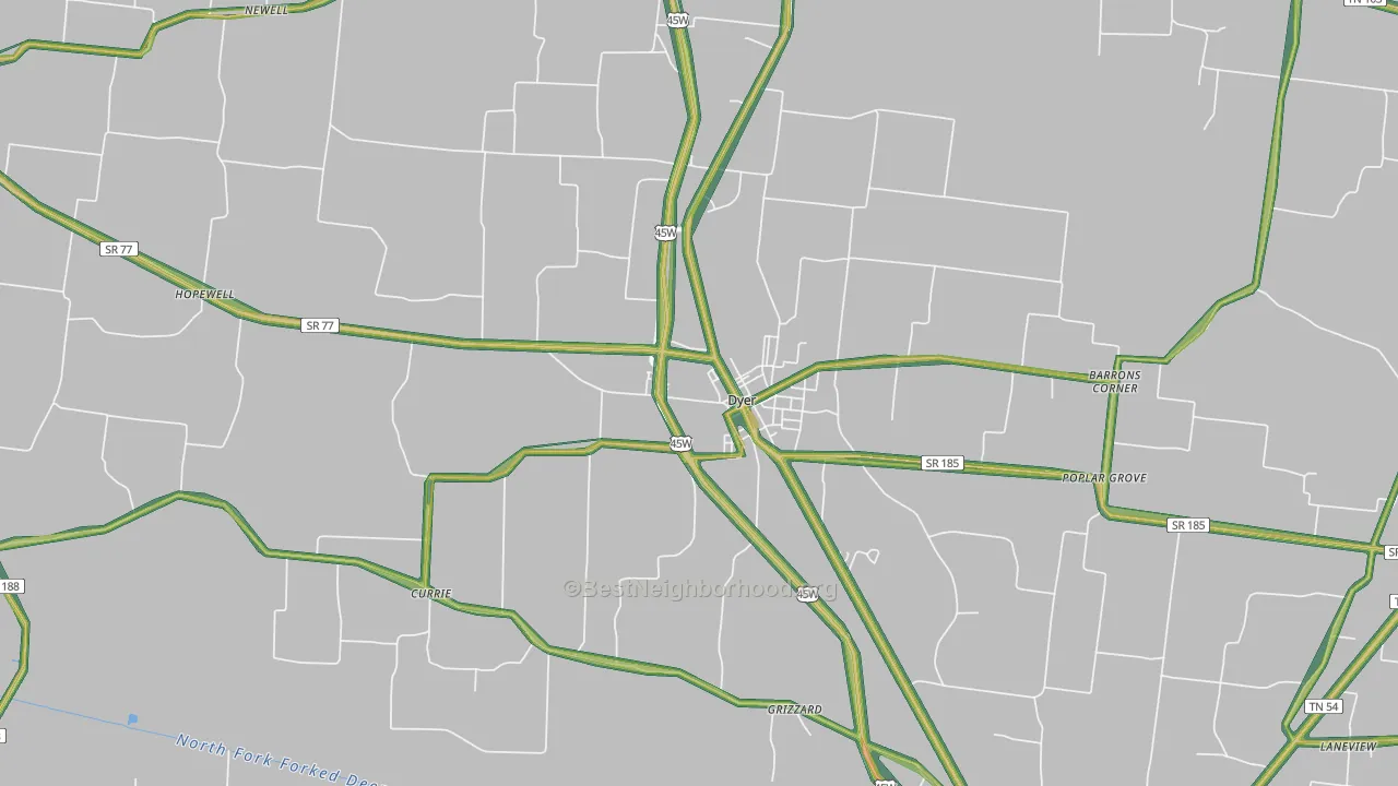 Dyer, TN Map of Noise Levels in Dyer