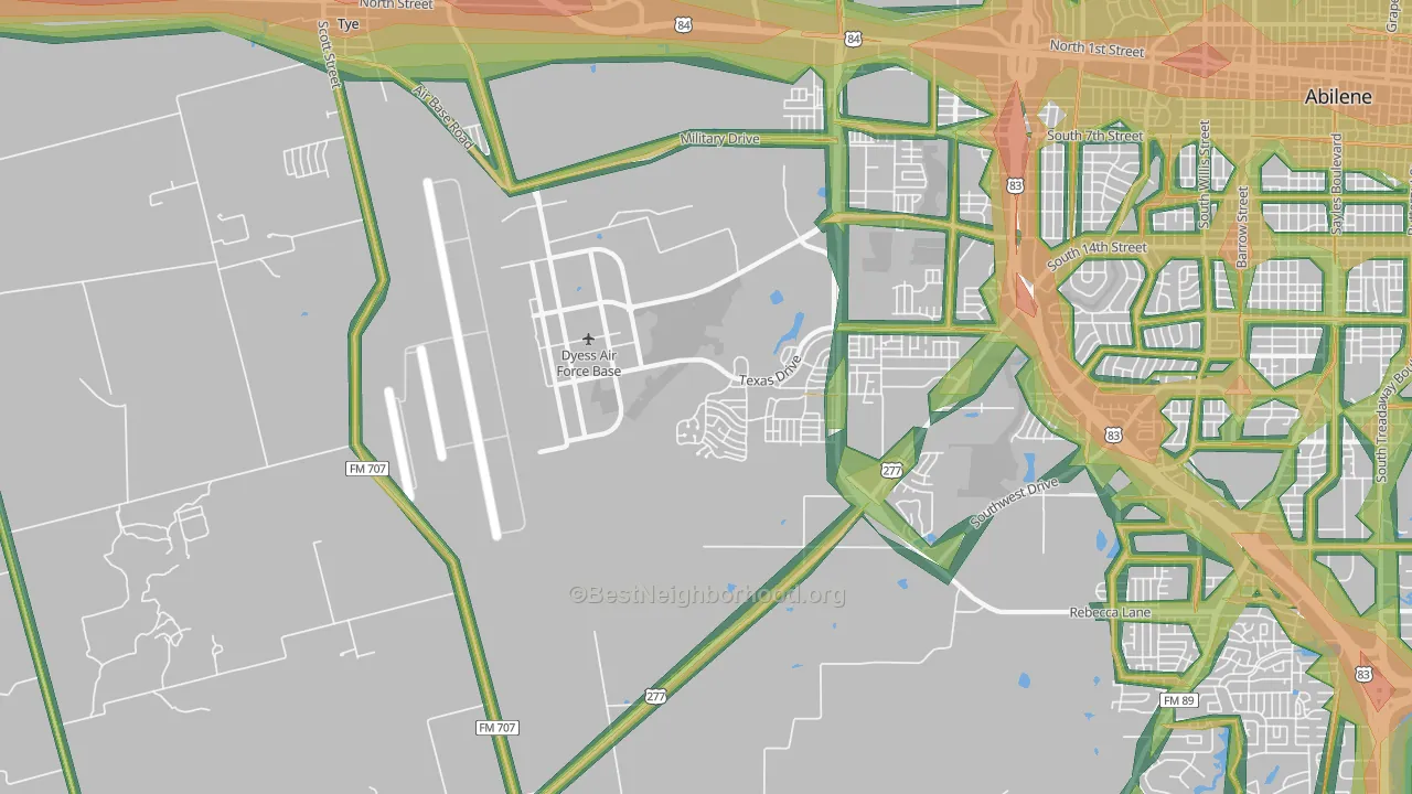 Dyess Afb, TX Map of Noise Levels in Dyess Afb