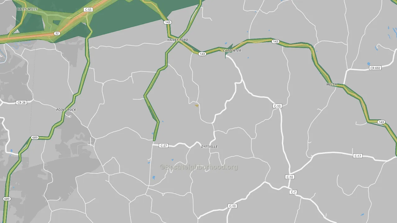 Dyesville, OH Map of Noise Levels in Dyesville