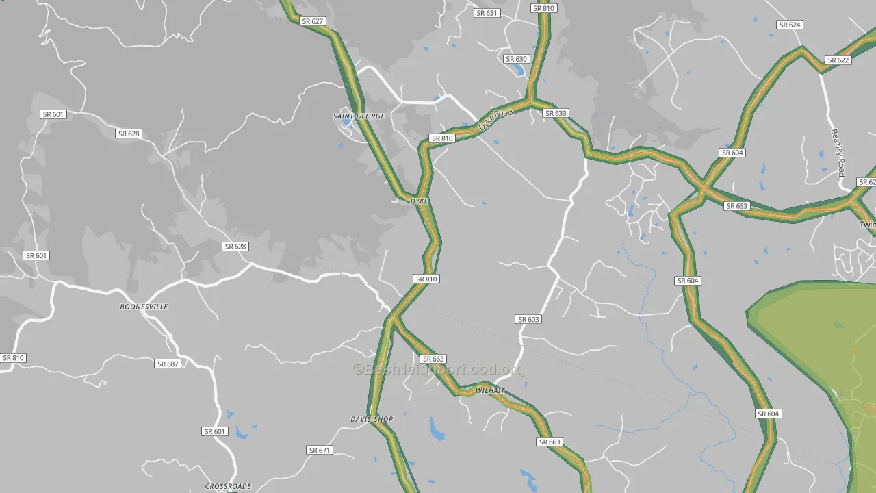 Dyke, VA Map of Noise Levels in Dyke