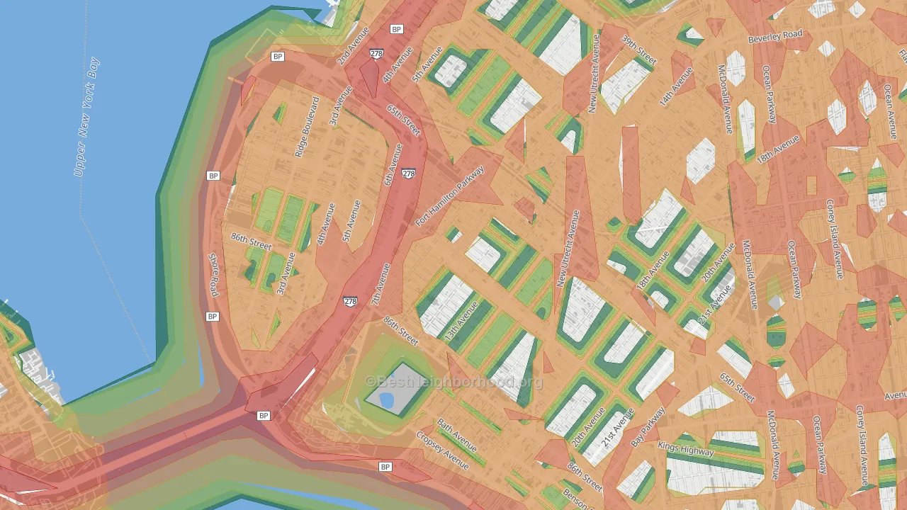 Dyker Heights, Brooklyn, NY Map of Noise Levels in Dyker Heights