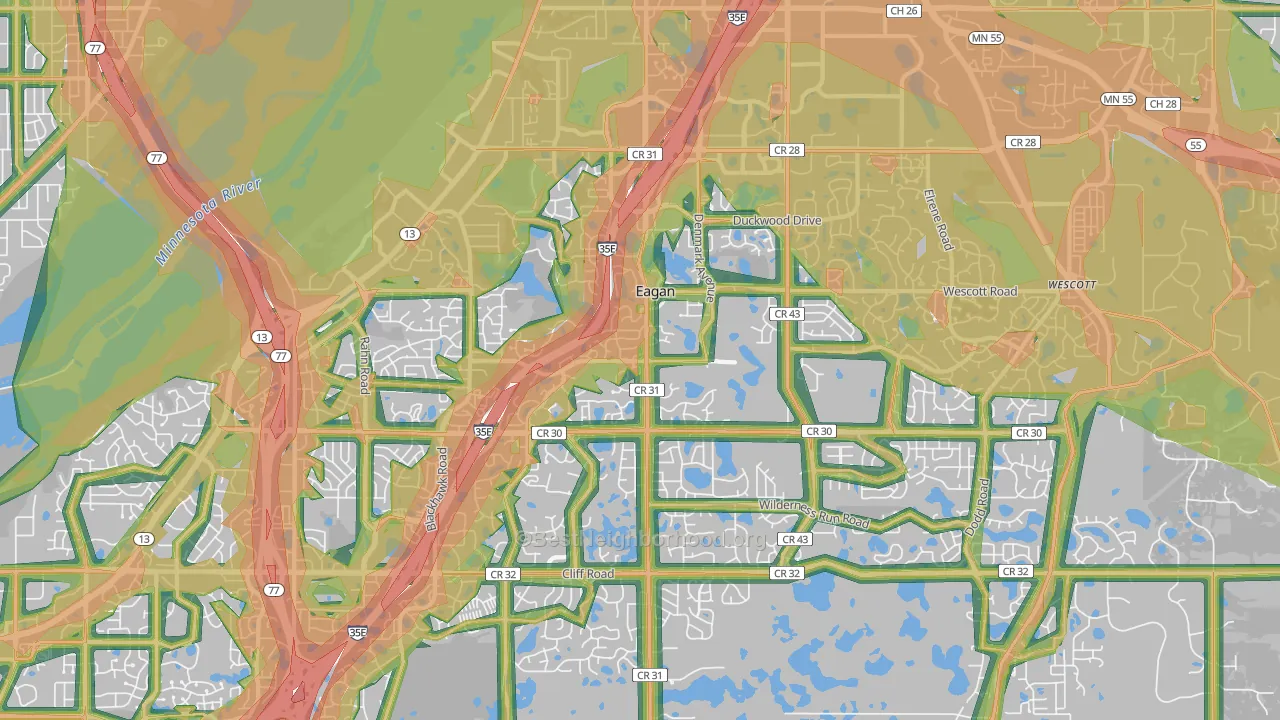 Eagan, MN Map of Noise Levels in Eagan