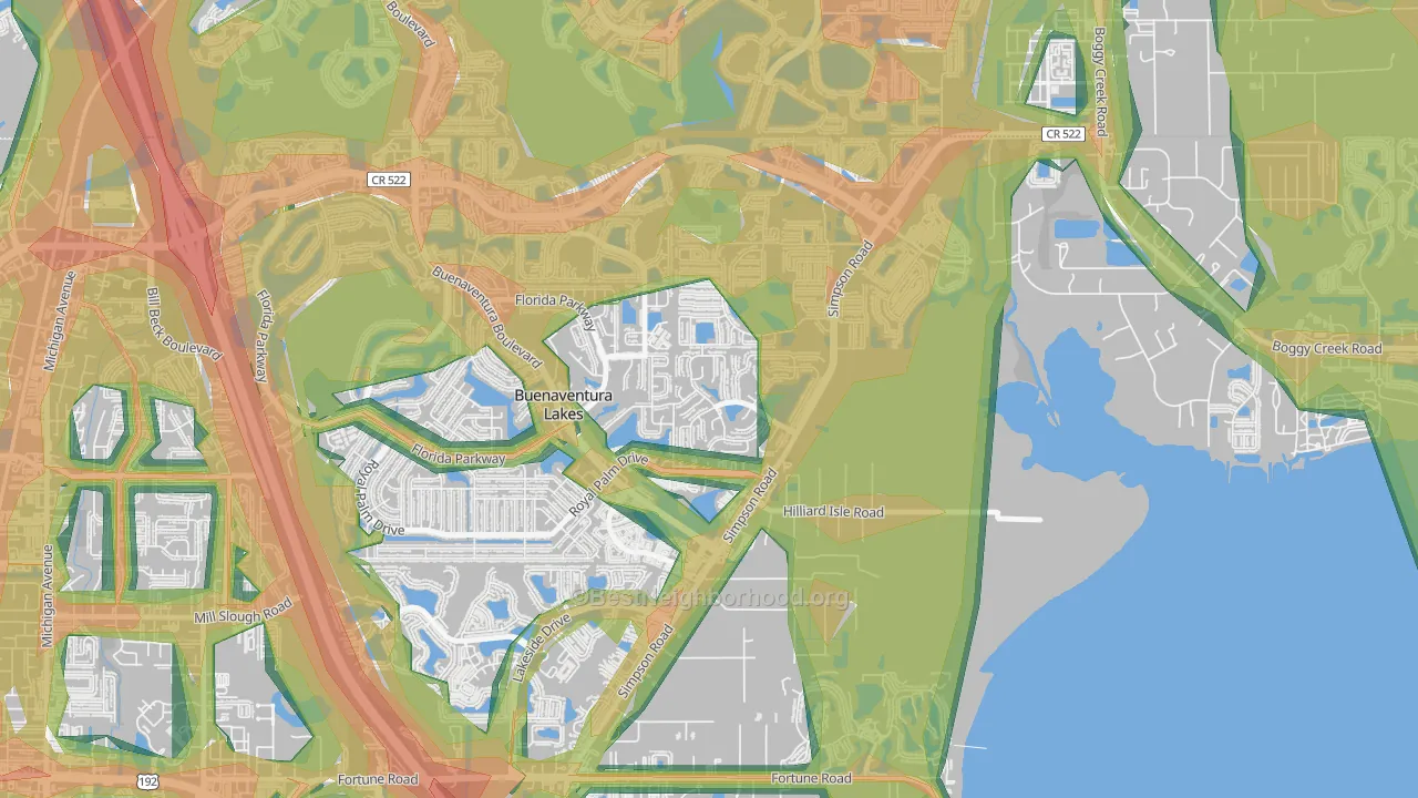 Eagle Bay, Kissimmee, FL Map of Noise Levels in Eagle Bay