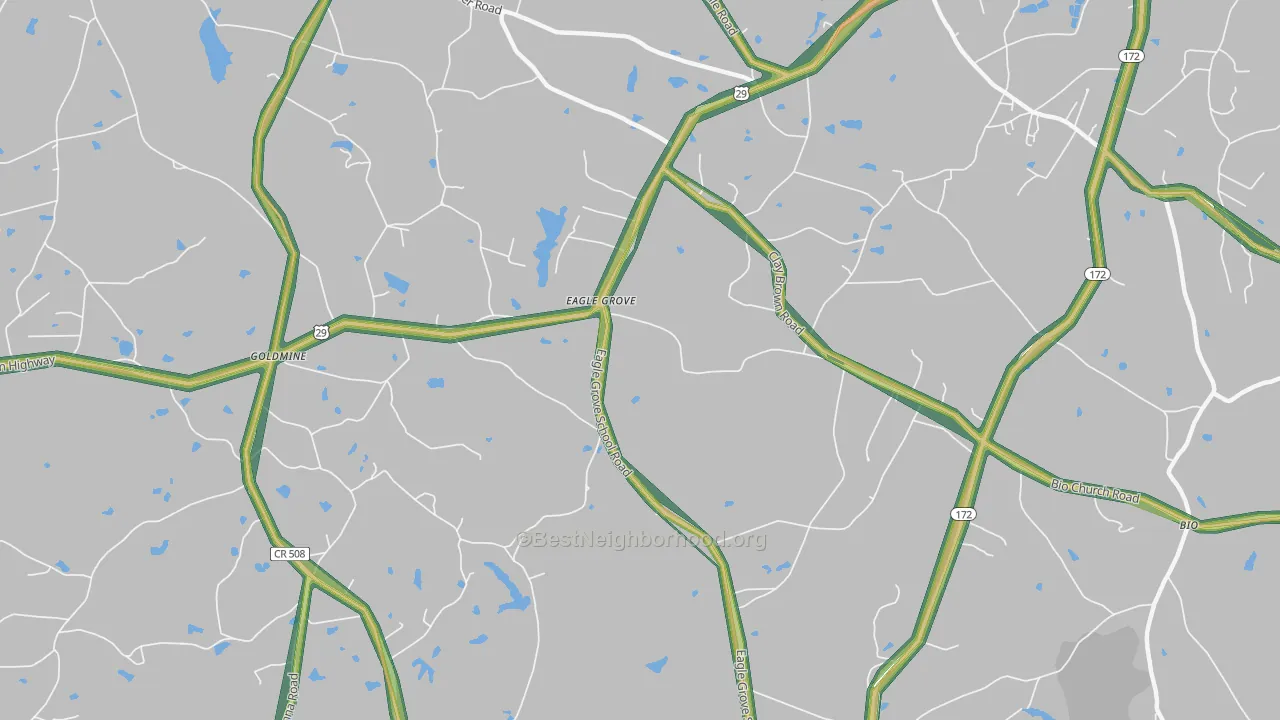 Eagle Grove, GA Map of Noise Levels in Eagle Grove