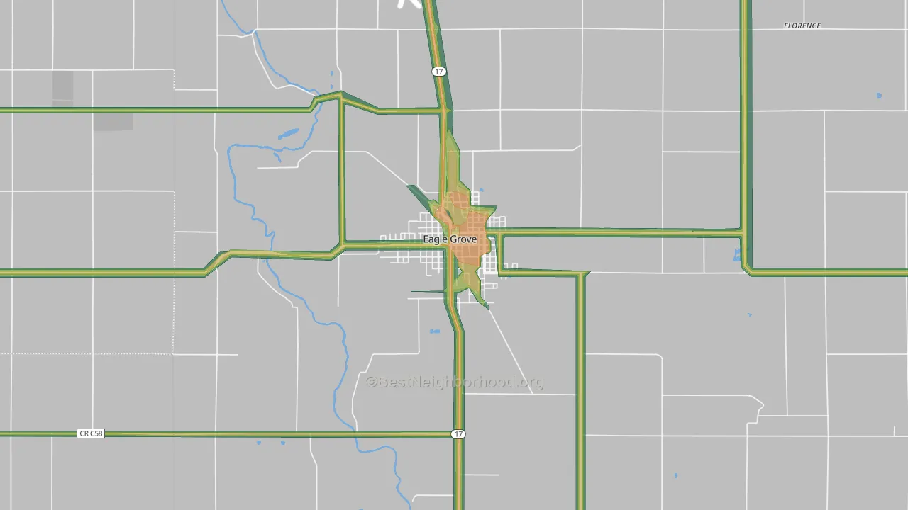 Eagle Grove, IA Map of Noise Levels in Eagle Grove