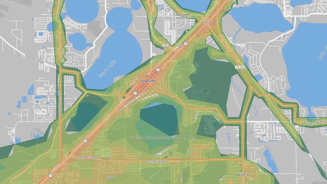 Eagle Lake, FL Map of Noise Levels in Eagle Lake