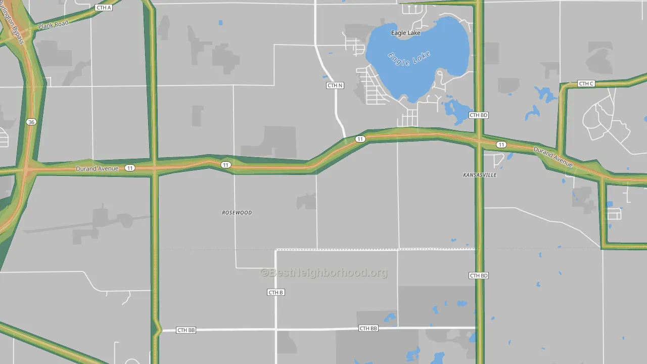 Eagle Lake Manor, WI Map of Noise Levels in Eagle Lake Manor