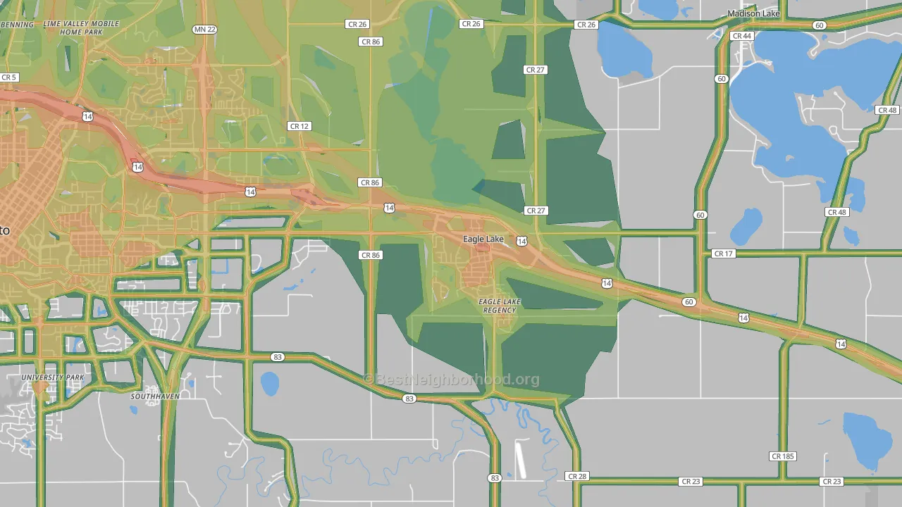 Eagle Lake, MN Map of Noise Levels in Eagle Lake