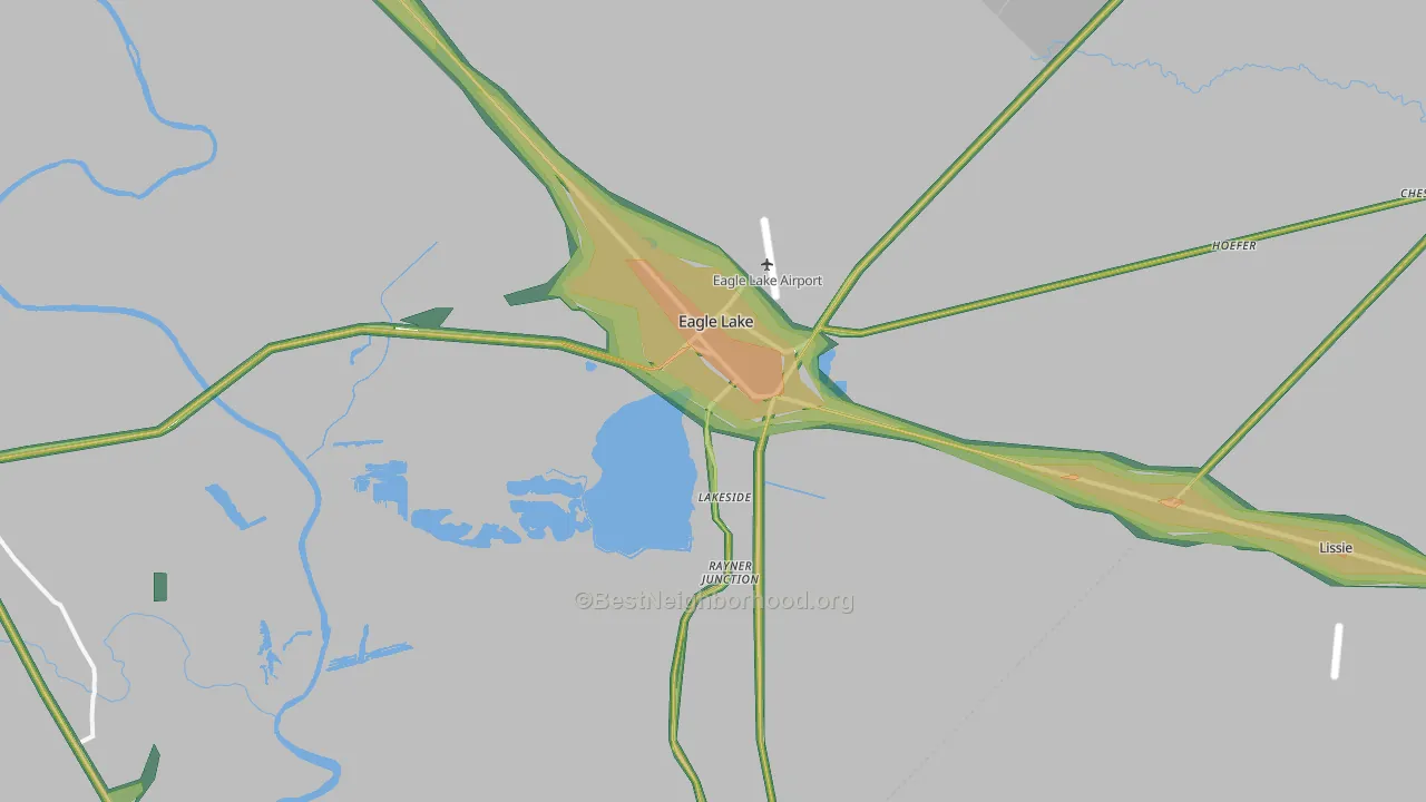 Eagle Lake, TX Map of Noise Levels in Eagle Lake