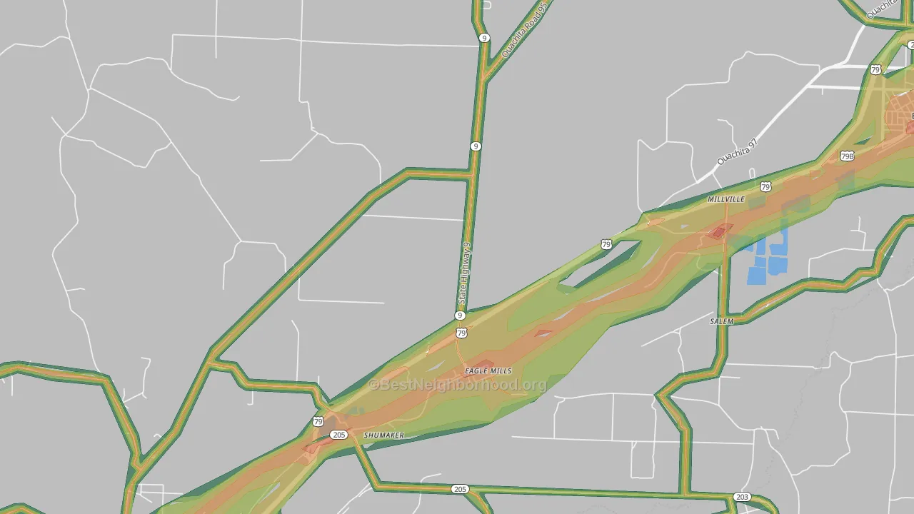 Eagle Mills, AR Map of Noise Levels in Eagle Mills