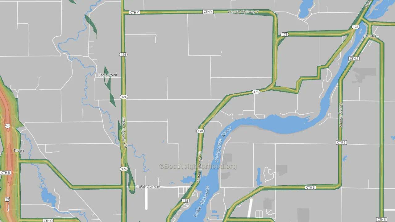 Eagle Point, WI Map of Noise Levels in Eagle Point