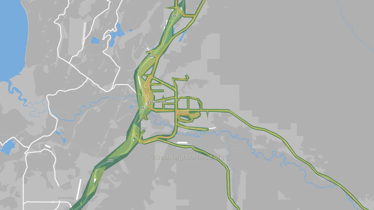 Eagle River, AK Map of Noise Levels in Eagle River